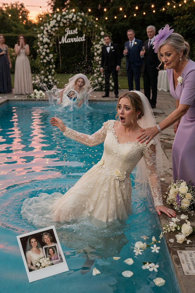 My MIL 'accidentally' pushed me into the pool at my wedding and ruined my late mom's dress — then her son taught her a lesson she'll never forget.