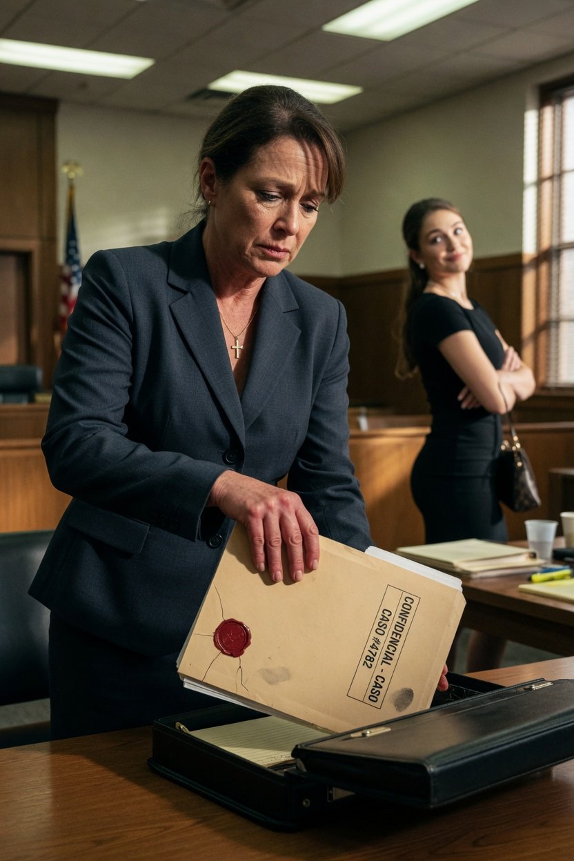 I cleaned houses for twenty years to pay for my daughter's law school, but she defended the woman who fired me in court without a word — so I slipped one sealed folder into her briefcase.