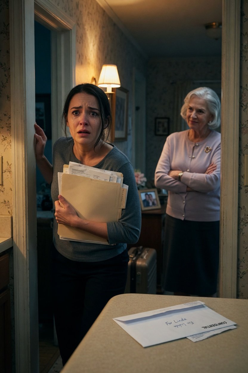 My husband's other wife showed up at our door with his baby and four years of hotel receipts, but my mother-in-law called her a liar and my husband believed her — so I only placed one envelope on the kitchen counter.